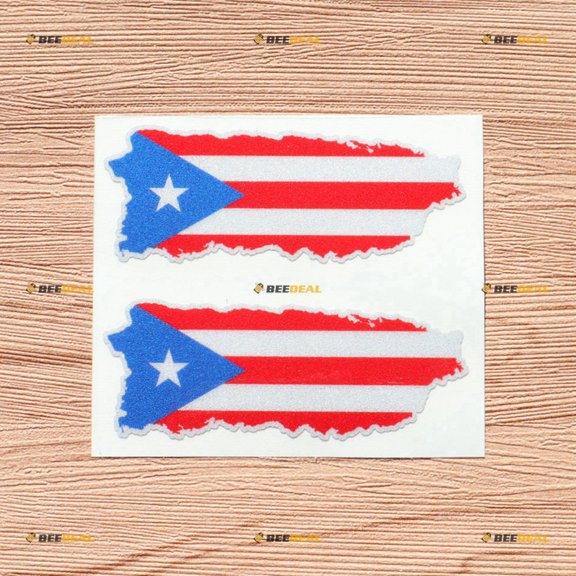 Puerto Rico Map Flag PR Outline Vinyl Decal Sticker Puerto Rican - 2 Pack Reflective, 3 Inches - for Car Boat Laptop Cup