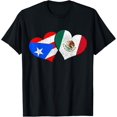 thumbnail image 1 of Puerto Rico & Mexico Heart Pride Puerto Rican Mexican Flag T-Shirt, 1 of 3