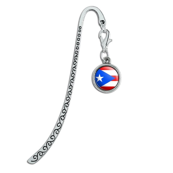 Puerto Rico National Country Flag Metal Bookmark Page Marker with Charm