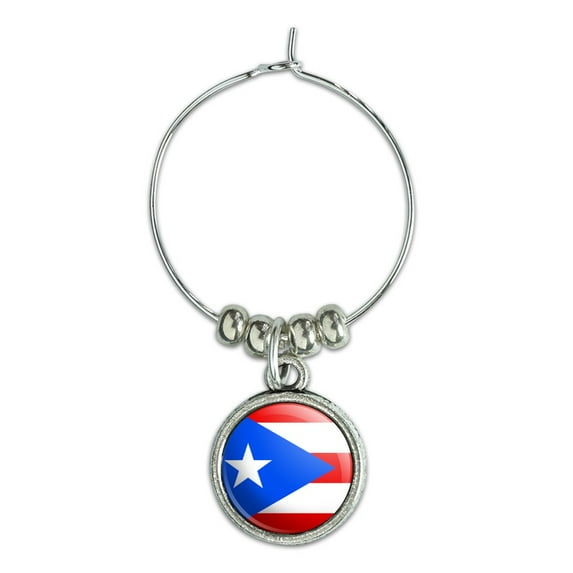 Puerto Rico National Country Flag Wine Glass Charm Drink Marker
