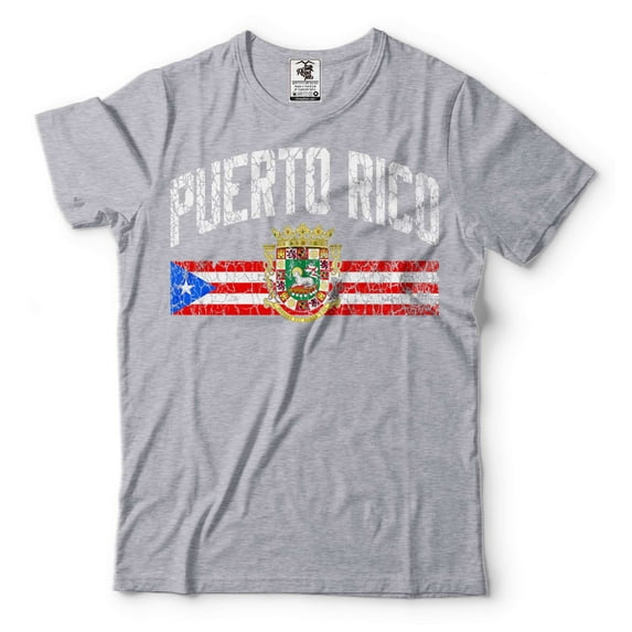Puerto Rico National Flag Logo Shirt Puerto Rico Patriotic Shirt Puerto Rican Gifts (Large Grey)