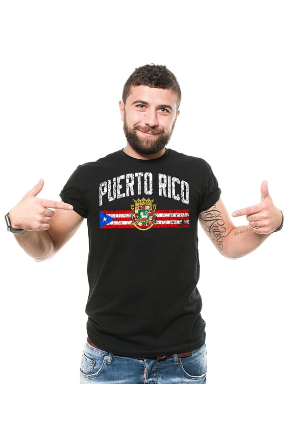 Puerto Rico National Flag Logo Shirt Puerto Rico Patriotic Shirt Puerto Rican Gifts (Medium Black)