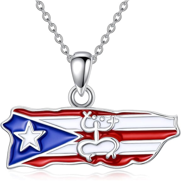 Puerto Rico Necklace 925 Sterling Silver Puerto Ricans Map Pendant Puerto Rico Coqu Frog Jewelry Gifts for Men Women