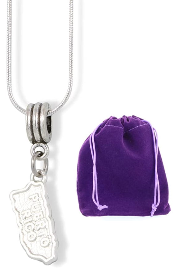 Puerto Rico Necklace | Country Map Charm Snake Chain Necklace