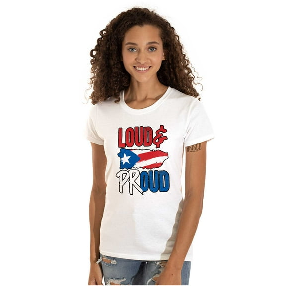 Puerto Rico Nuyorican Proud Borinquen Womens Slim Fit Graphic Tee Brisco Brands X