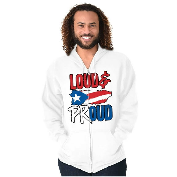 Puerto Rico Nuyorican Proud Borinquen Unisex Fleece Graphic Zip Up Hoodie Brisco Brands 5X