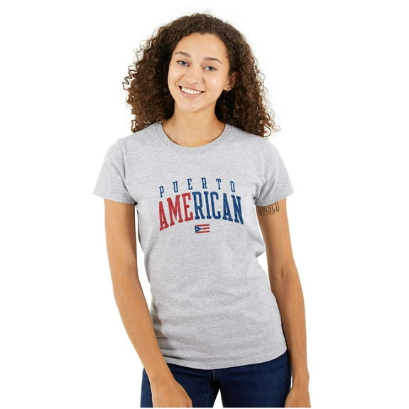 Puerto Rico Nuyorican USA State Flag Womens Slim Fit Graphic Tee Brisco Brands S