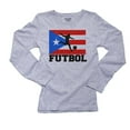 thumbnail image 1 of Puerto Rico Olympic - Futbol - Flag Women's Long Sleeve Grey T-Shirt, 1 of 2