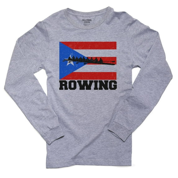 Puerto Rico Olympic - Rowing - Flag Men's Long Sleeve Grey T-Shirt