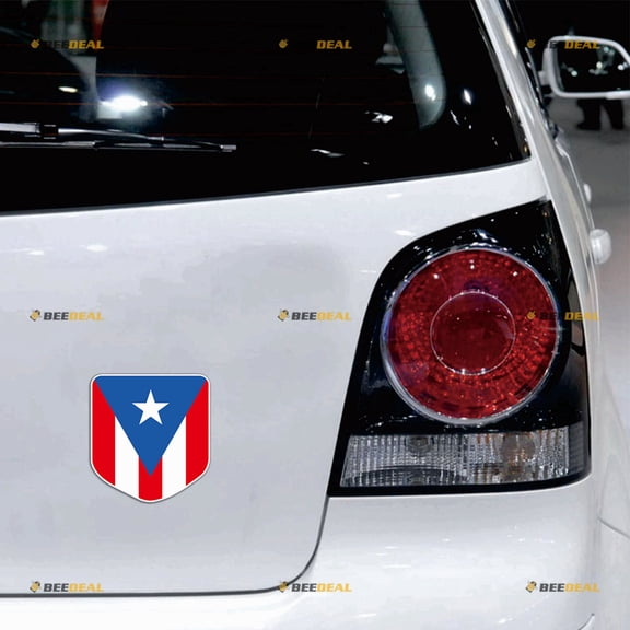 Puerto Rico PR Flag Shield Car Magnet Magnetic Sticker Decal - 2 Pack Reflective 4" - for Truck Door Fridge Reusable Waterproof