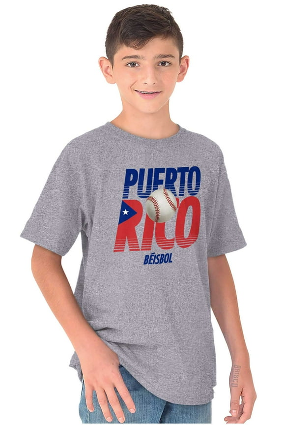 Puerto Rico Pride Baseball PR Sports Crewneck T Shirts Boy Girl Teen Brisco Brands X