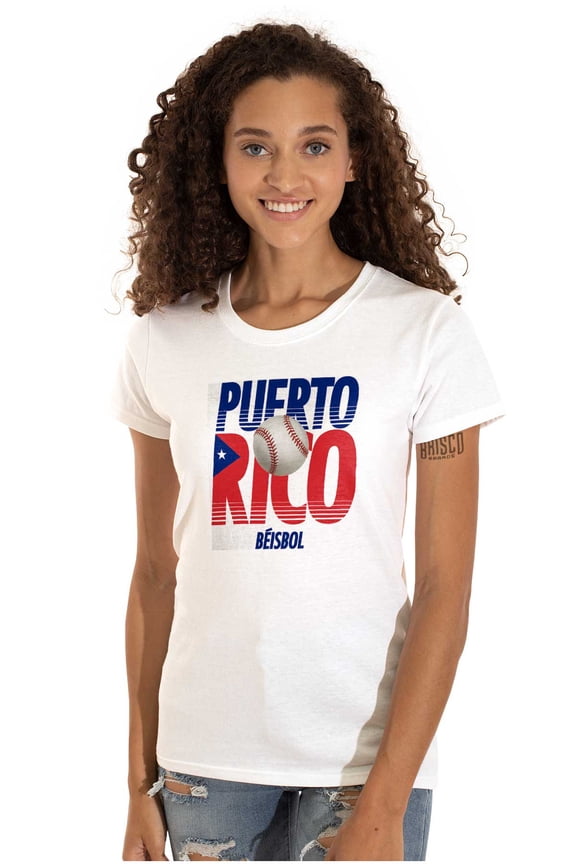 Puerto Rico Pride Baseball PR Sports Women's T Shirt Ladies Tee Brisco Brands M