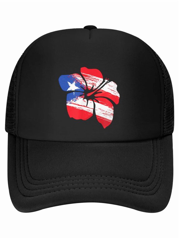 Puerto Rico Pride Flag Hibiscus Flower Vintage Boricua Baseball Cap