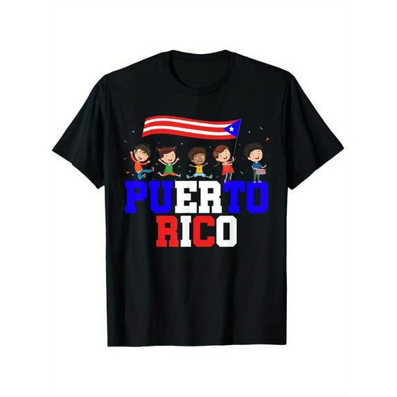 Puerto Rico Puerto Rican Flag Boricua Boys Girls Hispanic Heritage T-Shirt Fine 100% Cotton Round Neck T-shirt Creative Cool Color Pattern Printing 180g Fabric weight Regular Size S-XXXL T-Shirts