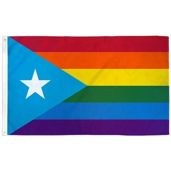 Puerto Rico Rainbow Flag 3X5 Ft Gay Lesbian Lgbtq Lgbtqia Pride Light Blue Rican