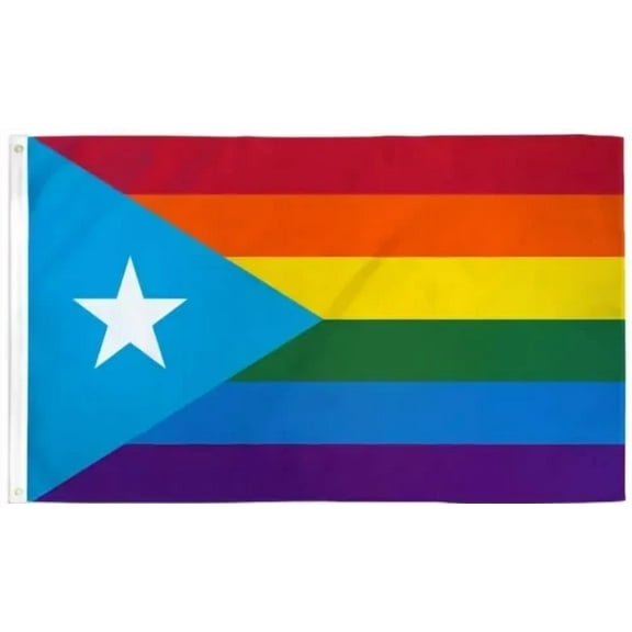 Puerto Rico Rainbow Flag 3X5Ft Lgbtqia Lgbt Puerto Rican Pride Flag 100D Poly