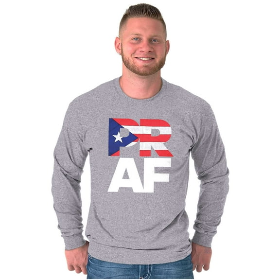 Puerto Rico Rican Boricua AF Flag Plus Size Long Sleeve Graphic Tee Shirt Brisco Brands 3X