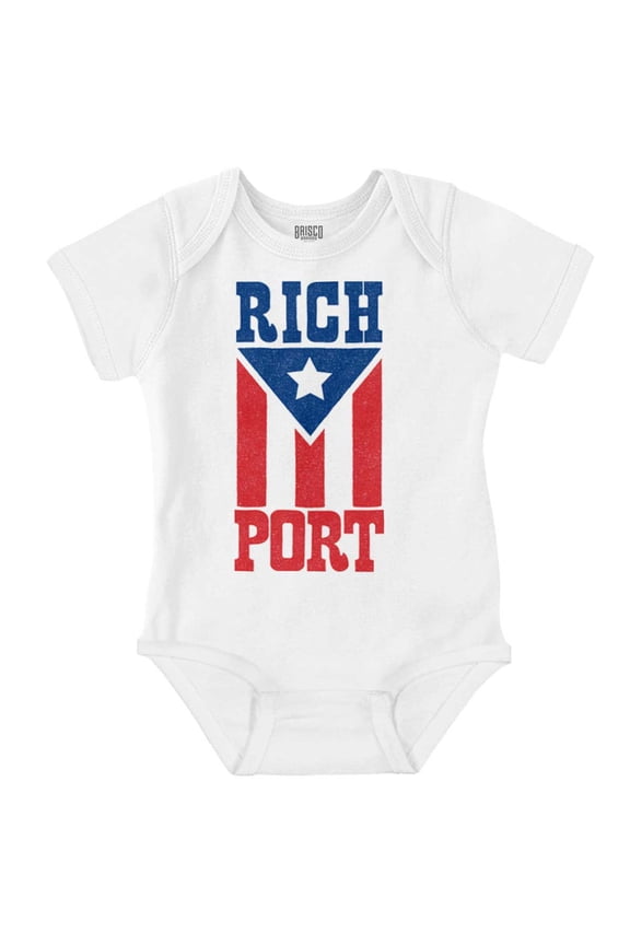 Puerto Rico Rich Port PR Flag Pride Romper Boys or Girls Infant Baby Brisco Brands NB