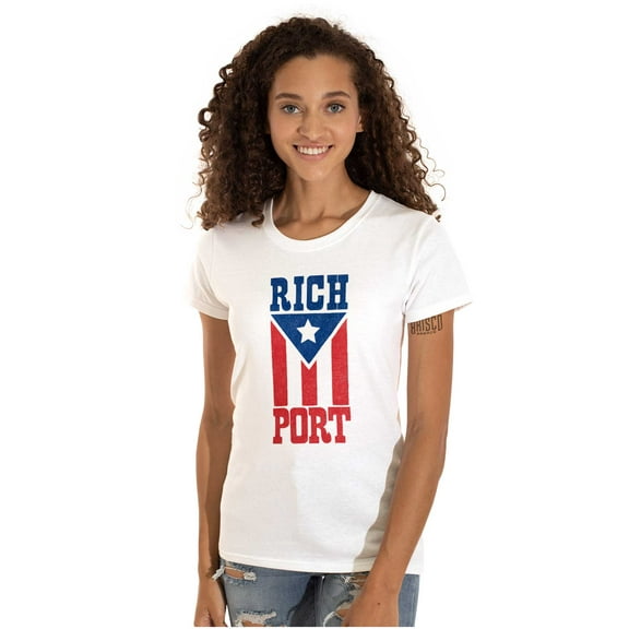 Puerto Rico Rich Port PR Flag Pride Womens Slim Fit Graphic Tee Brisco Brands M