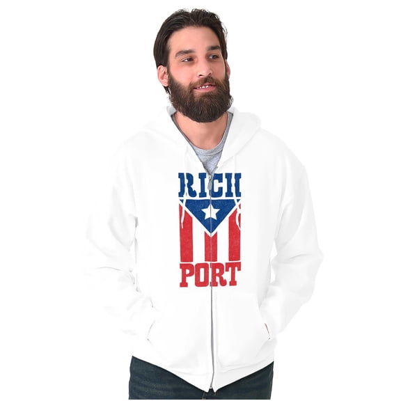 Puerto Rico Rich Port PR Flag Pride Zip Up Hoodie Men's Women's Brisco Brands S