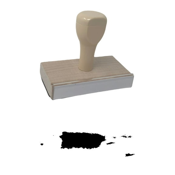 Puerto Rico Rubber Stamp, 1 X 3" Wood Stamp