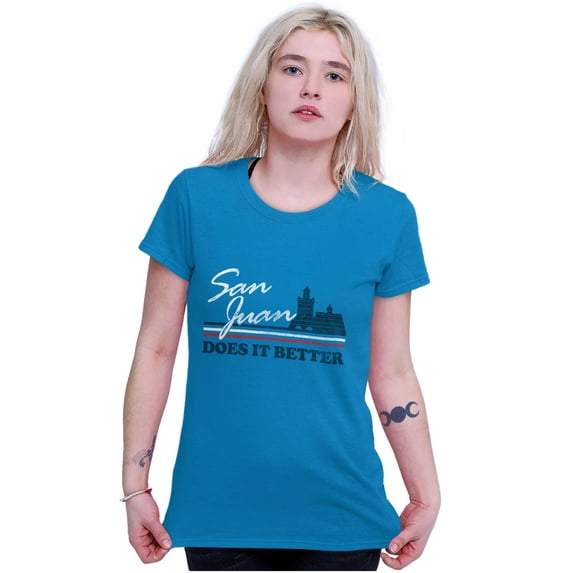 Puerto Rico San Juan Boricua Pride Womens Slim Fit Graphic Tee Brisco Brands L