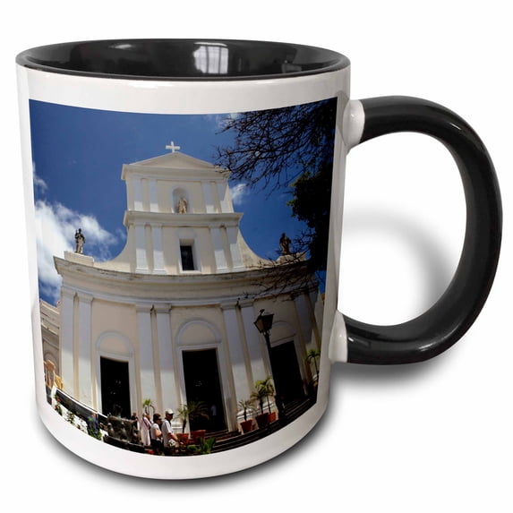 3drose, Puerto Rico, San Juan. Cathedral of San Juan Bautista - Ca27 Kwi0012 - Kymri Wilt, 11oz Two-tone Black Mug