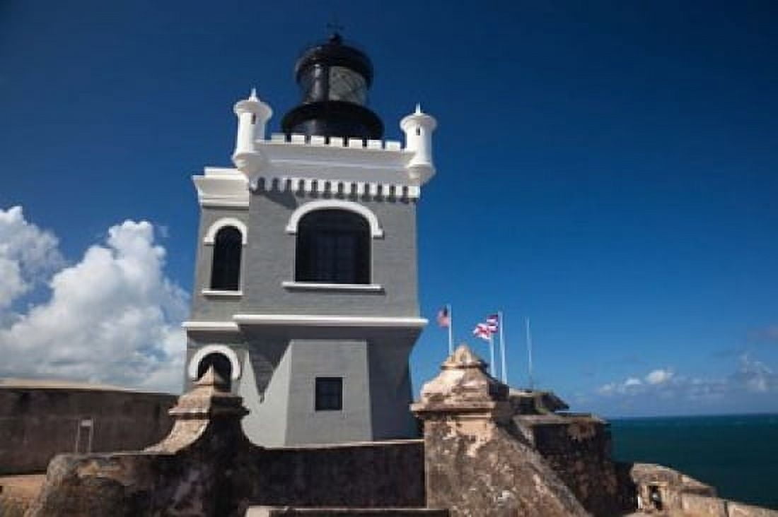 Puerto Rico San Juan El Morro Fortress lighthouse Canvas Art - Walter Bibikow DanitaDelimont (26 x 18)
