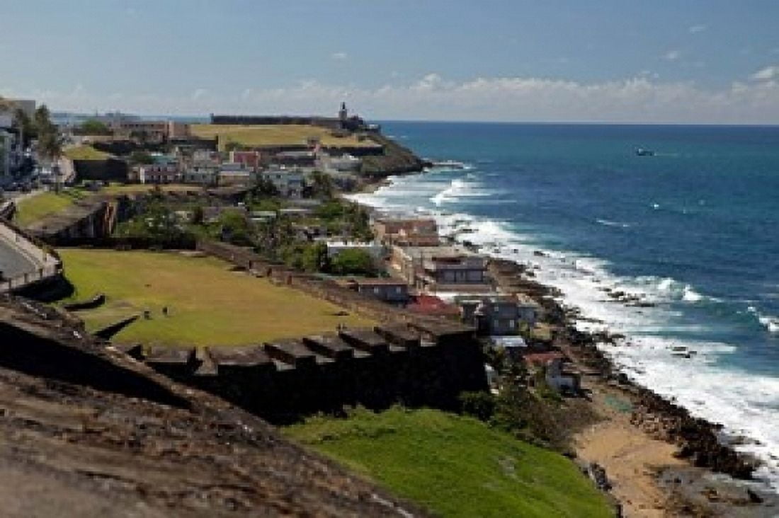 Puerto Rico San Juan View from San Cristobal Fort Canvas Art - Kymri Wilt DanitaDelimont (36 x 24)