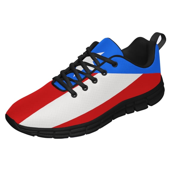 Puerto Rico Shoes Men Women Running Tennis Shoes Breathable Casual Puerto Rico Flag Sneakers Black Size 5