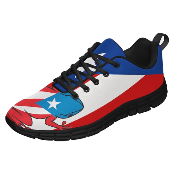 Puerto Rico Shoes Men Women Running Tennis Shoes Breathable Casual Puerto Rico Flag Sneakers Black Size 9