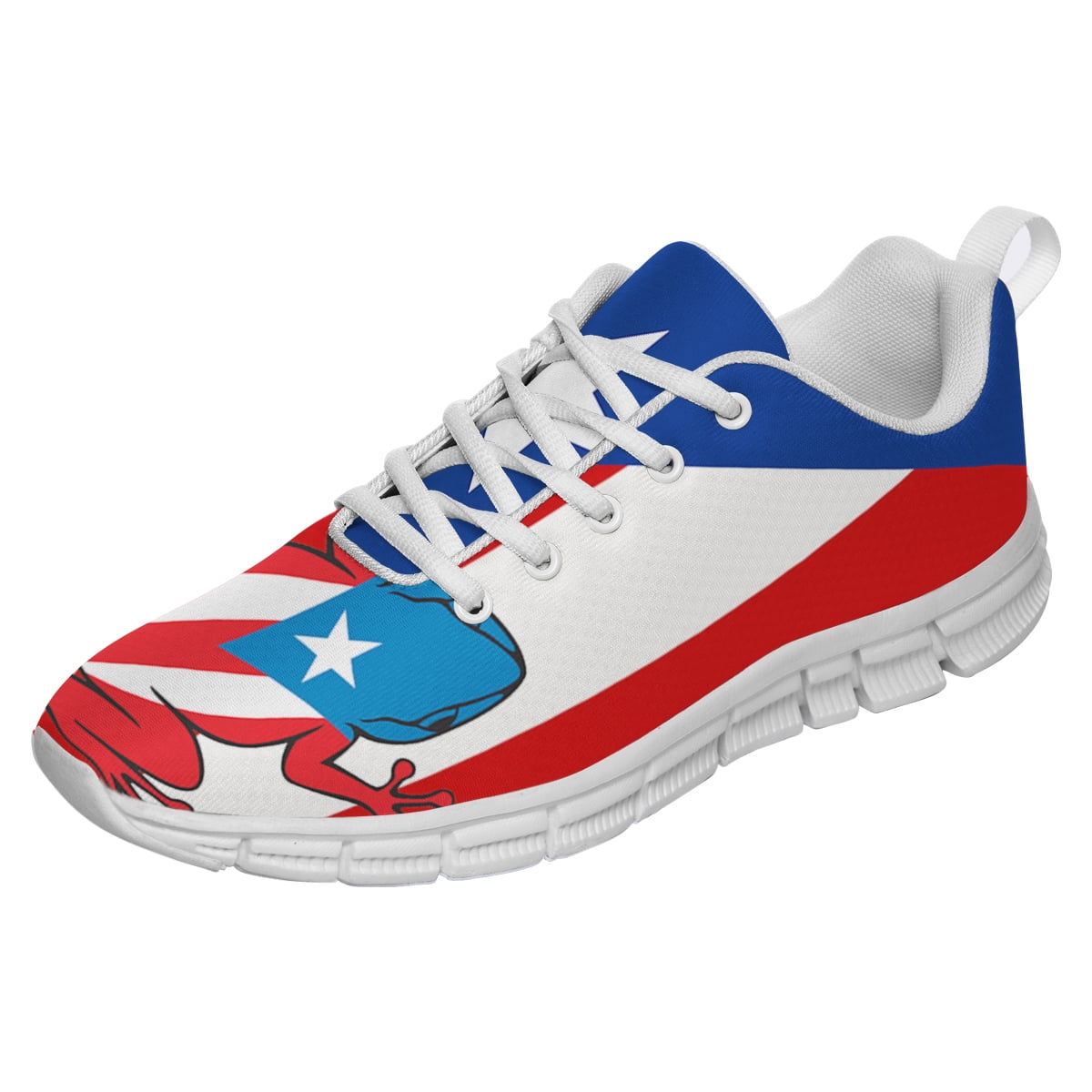 Puerto Rico Shoes Men Women Running Tennis Shoes Breathable Casual Puerto Rico Flag Sneakers White Size 3.5