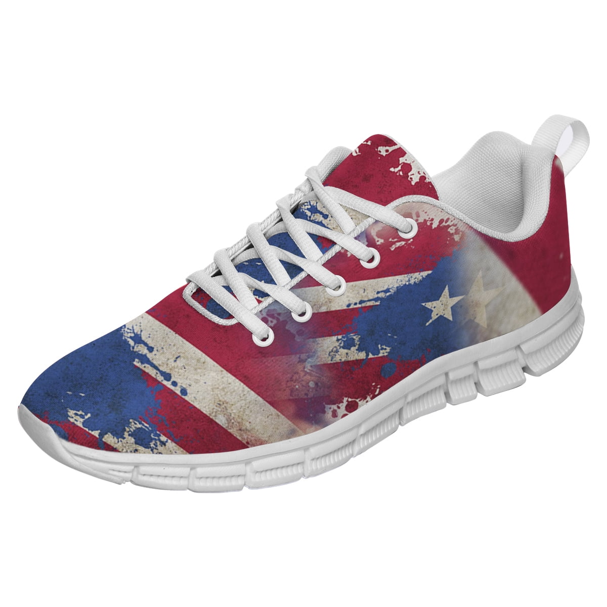 Puerto Rico Shoes Men Women Running Tennis Shoes Breathable Casual Puerto Rico Flag Sneakers White Size 3.5