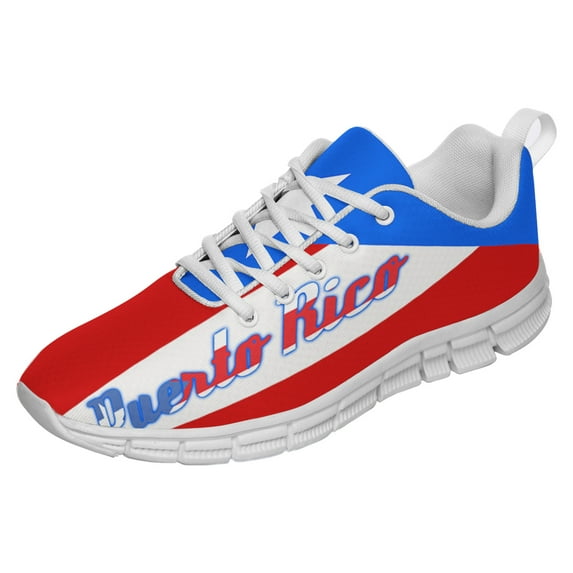 Puerto Rico Shoes Men Women Running Tennis Shoes Breathable Casual Puerto Rico Flag Sneakers White Size 4