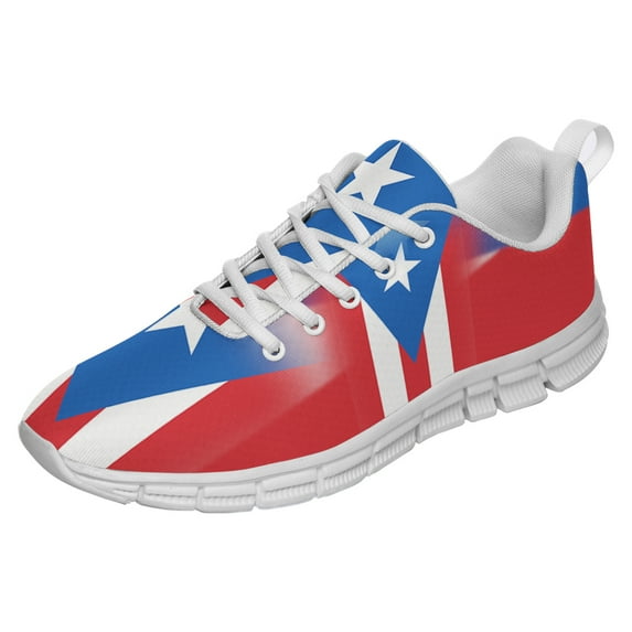 Puerto Rico Shoes Men Women Running Tennis Shoes Breathable Casual Puerto Rico Flag Sneakers White Size 9.5