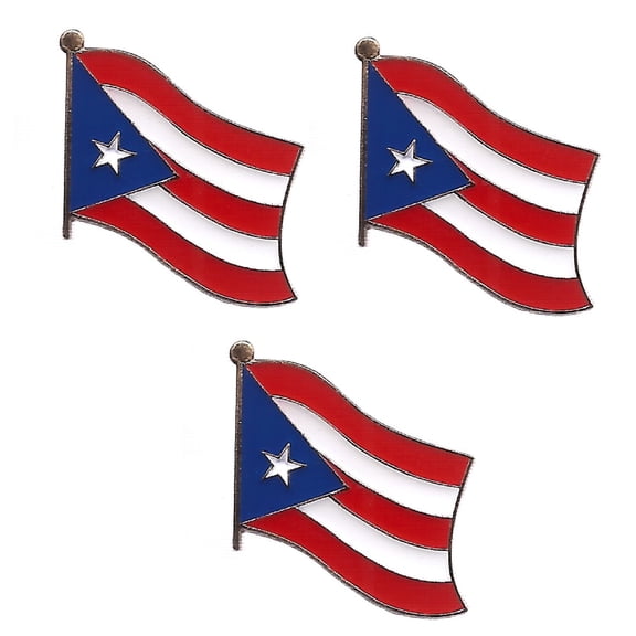 Puerto Rico Single Flag Lapel Pins, pack of 3