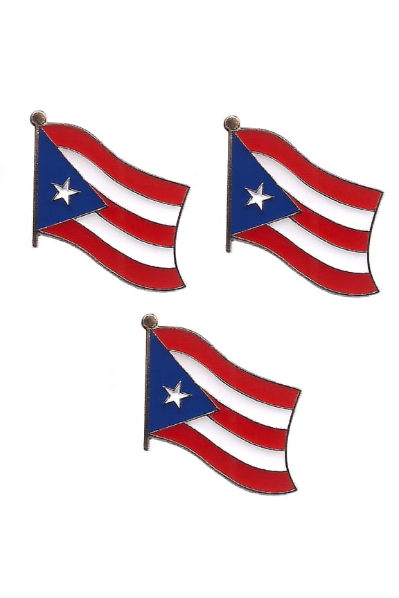 Puerto Rico Single Flag Lapel Pins, pack of 3