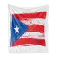 thumbnail image 1 of Puerto Rico Soft Flannel Fleece Throw Blanket, Sketch Hand-drawn Style National Country Flag with Grunge Look, Cozy Plush for Indoor and Outdoor Use, 50" x 70", Dark Coral Azure Blue, by Ambesonne, 1 of 5