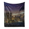 thumbnail image 1 of Puerto Rico Soft Flannel Fleece Throw Blanket, Skyline Ocean Park Puerto Rico in the Evening Buildings Trees and Cloudy Sky, Cozy Plush for Indoor and Outdoor Use, 50" x 70", Multicolor, by Ambesonne, 1 of 6