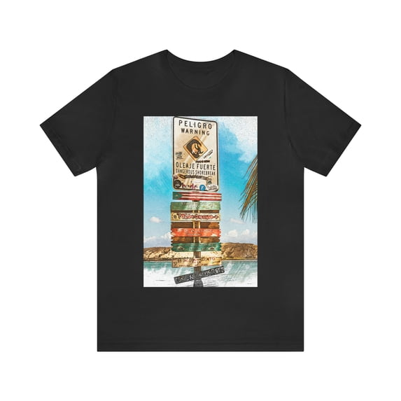 Puerto Rico T-Shirt Beach Surf Sign Peligro Unisex Short Sleeve Tee