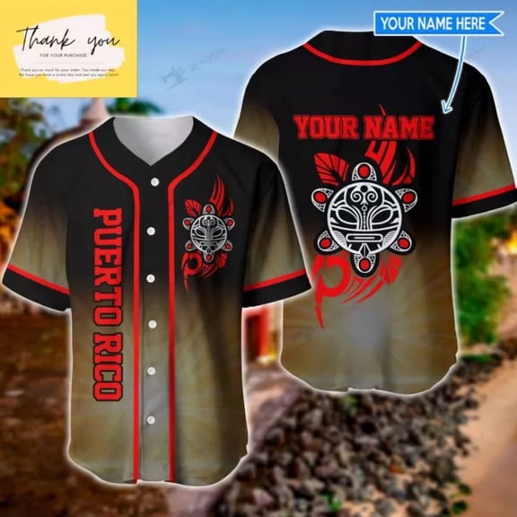 Puerto Rico-Taino Sun Personalized Baseball Jersey Shirt Custom Name Baseball Jersey - Hot