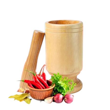 Puerto Rico Tall Size Wood Mortar & Pestle – Authentic Pilon for Boricua Style Cooking | Traditional Puerto Rican Kitchen Tool