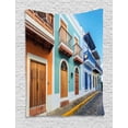 thumbnail image 1 of Puerto Rico Tapestry, Street in Old San Juan with Colorful Houses by the Sea Caribbean Architecture, Wall Hanging for Bedroom Living Room Dorm Decor, 40W X 60L Inches, Multicolor, by Ambesonne, 1 of 2