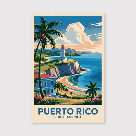 Puerto Rico Travel Print Canvas Wall Art, Puerto Rico Wall Hanging Home decor Puerto Rico Canvas Art, Wall Art Caribbean Travel Print Canvas Canvas-1WN1657