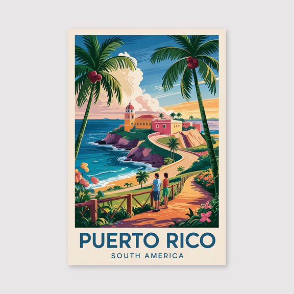 Puerto Rico Travel Print Canvas Wall Art, Puerto Rico Wall Hanging Home decor Puerto Rico Canvas Art, Wall Art Caribbean Travel Print Canvas Canvas-1WN1584