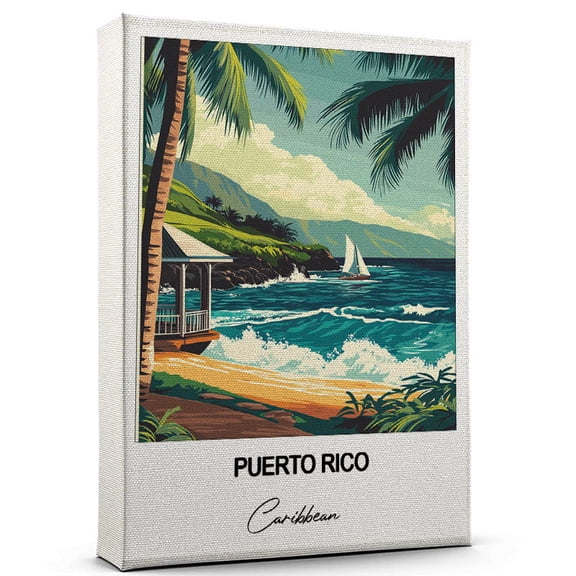 Puerto Rico Travel Scenic Canvas Wall Art -Caribbean Canvas Nature-Inspired Print for Bedroom, Living Room, or Office Travel Gift