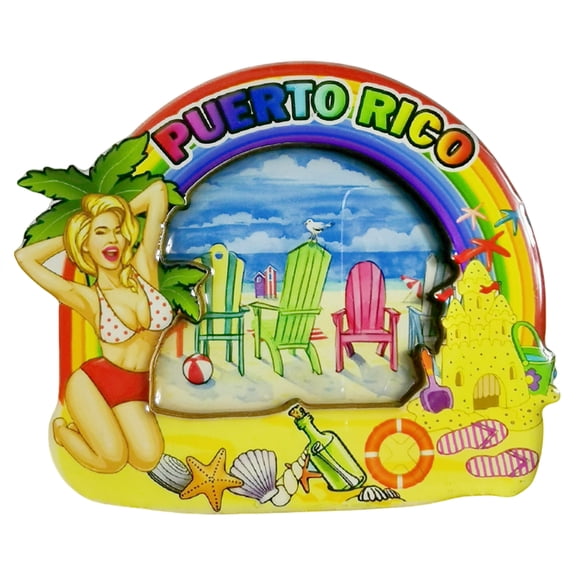 Puerto Rico USA 3D Fridge Magnet Souvenir Gift,Wood Handmade Refrigerator Magnet Home Decoration Collection