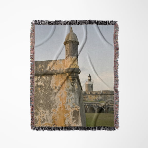 Puerto Rico, Walls And Turrets Of El Morro Fort -Au02 Jme0000 - John And Lisa Merrill, Woven Blanket