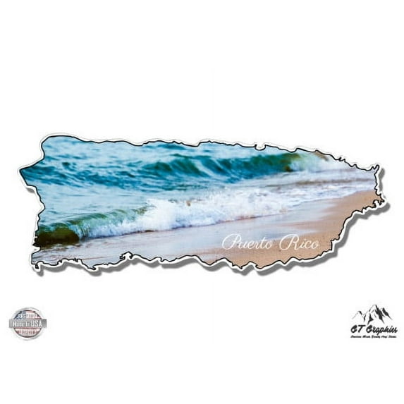 Puerto Rico Waves Tropical Paradise - 12" Vinyl Sticker Waterproof Decal