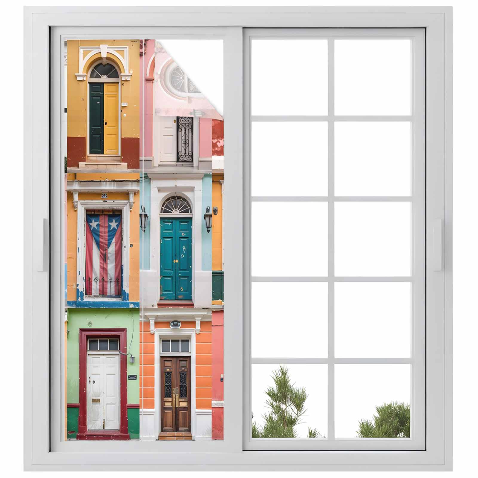 Puerto Rico Window Privacy Film, Vintage Boho Style Door Gates Static ...